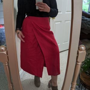 Talbots Maxi Red Wrap skirt Size 14